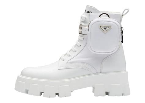 prada monolith white|Prada Monolith 55mm Pouch Ankle Boots White Leather.